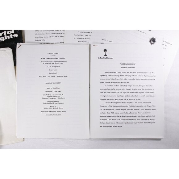 1991 Mortal Thoughts Movie press kit + 11 photo sheets + production notes, Demi - Picture 7 of 9